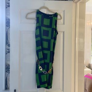 Milly Sheath dress with gold chain belt